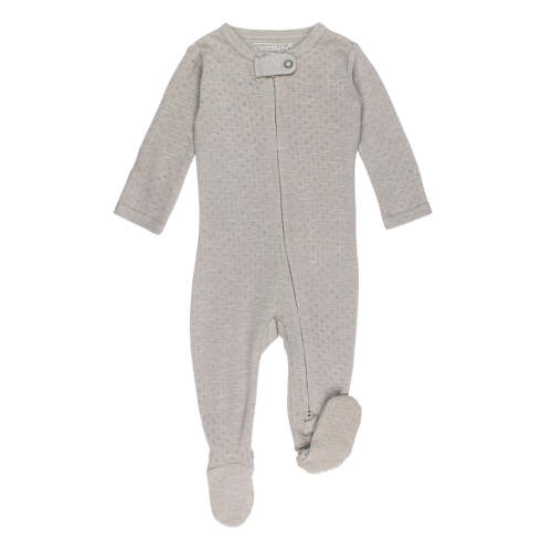 Organic Pointelle 2-Way Zipper Footie | Cloud 0-3mo