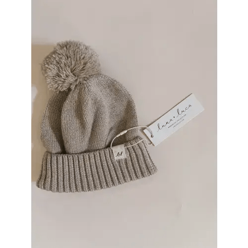 Luna + Luca Pom Beanie - Heather Beige