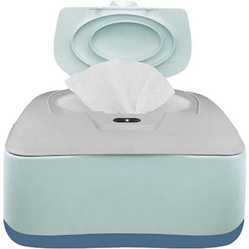 Baby Wet Wipe Warmer and Wet Wipe Dispenser, Holder and Case - with Easy Press On/Off Switch, Great Baby Gift (Blue/Grey) - Only At Amazon