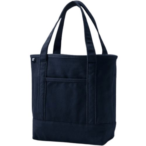 Large Solid Color 5 Pocket Zip Top Long Handle Canvas Tote Bag | Lands' End