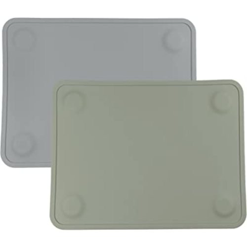 WeeSprout Silicone Suction Placemats for Babies, Toddlers & Kids, Durable Food Grade Silicone with Non-Slip Suction, Raised Edges Contain Mess, Dishwasher Safe, for Dining Table & Restaurants, 2 Pack