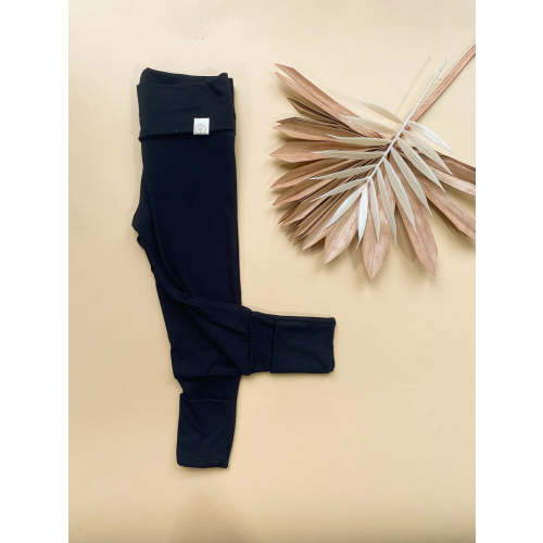 Fold Over Footie Baby Bamboo Organic Leggings - Black