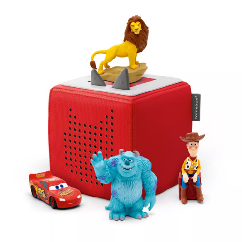 Toniebox Audio Player Starter Set with Woody, Lightning McQueen, Simba, Winnie-The-Pooh, and Playtime Puppy - Listen, Learn, and Play with One Huggable Little Box - Gray