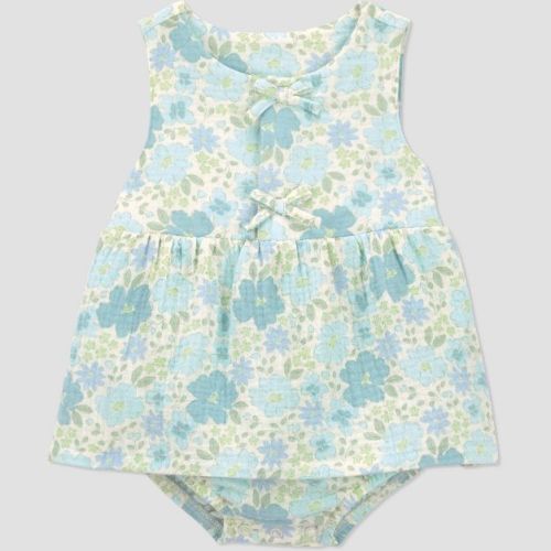 Carter's Just One You® Baby Girls' Floral Sunsuit with Bow - Blue/Green 3M