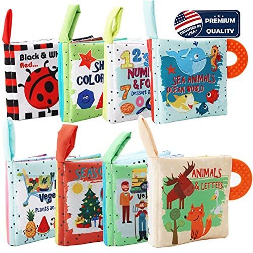 Soft Books Cloth Books Crinkle Baby Books Toys For Babies Infants Toddlers,Teething Soft Baby Books Early Learning Education Sensory Development Toys Fish Animals ABC Alphabet Colors Numbers baby Book