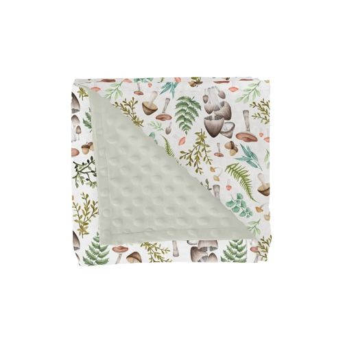 Woodland Mushroom Forest Baby Blanket for Girl Boy with Dotted Backing Double Layer Watercolor Mushroom Green Leaves Soft Swaddle Receiving Blanket Newborn Toddler Nursery Bed Throws 30x40