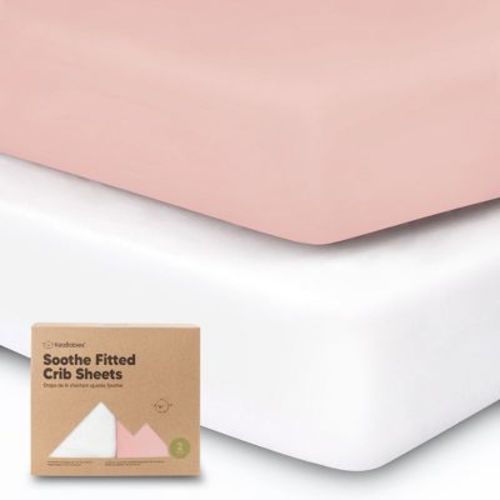 Keababies 2pk Soothe Fitted Crib Sheets Neutral, Organic Baby Crib Sheets, Fits Standard Nursery Baby Mattress (rose)
