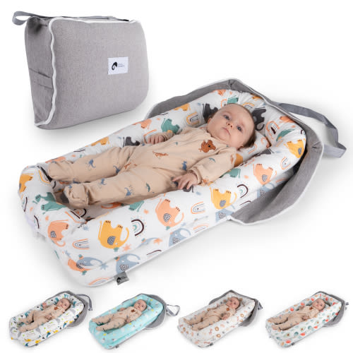 Joyful Journeys Versatile Diaper Bag & Lounger (Neutral Elephant)