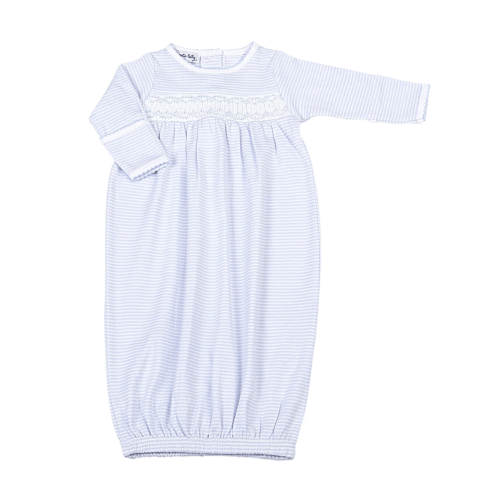 Mini Stripes Smocked Gown - Blue