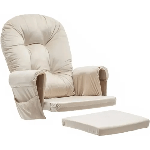 Paddie Glider Rocker Replacement Cushions with Storage Velvet Washable Non Slip for Glider Rocking Chair, 5PCS, Beige
