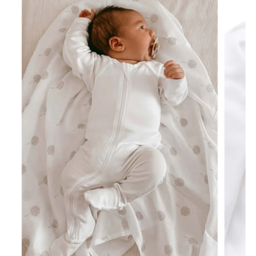 Zip Growsuit - White - Purebaby