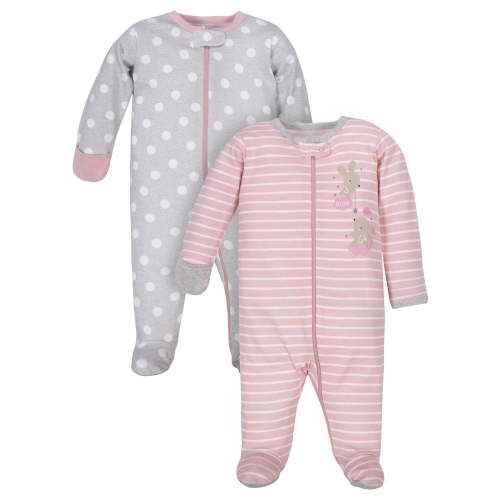 Wonder Nation Baby Neutral Zip Up Sleep N Play Footed Pajamas, 2-Pack, Sizes Newborn - 6/9 Months
