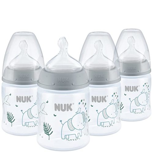 NUK Smooth Flow Anti Colic Baby Bottle, 5 oz, 4 Pack, Elephant - Elephants - 4 Count (Pack of 1)
