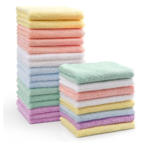 HOMEXCEL Baby Washcloths 24 Pack-Microfiber Coral Fleece Baby Bath Face Towel 7 x 9 Inch Extra Absorbent and Soft Burp Cloth and Wash Cloths for Newborn-Infants and Toddlers-Gentle On Sensitive Skin