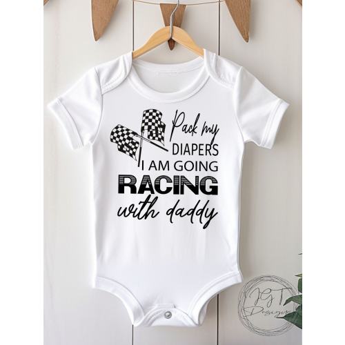 Pack My Diapers I’m Going Racing With Daddy Baby Onesie® Bodysuit