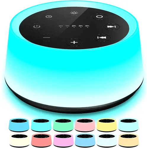 ColorsNoise Sound Machine and White Noise Machine with 30 Soothing Sounds with 12 Colors Baby Night Light with Memory Function (Black)