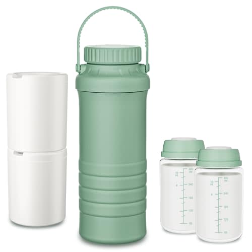 IHOLYLIVE Portable Breast Milk Cooler Bottle - 22oz Breastmilk Chiller for Outdoor Travel Mom, Keeps Milk Fresh Cooling for 24 Hours, Breastfeeding Essentials with 2pcs Bottle for Breastmilk Storage