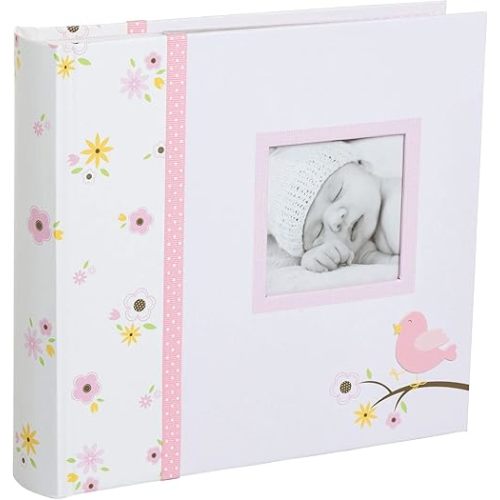 Bird Photo Album, Memory Keepsake Babybook, Gender-Neutral Baby Accessory for New and Expecting Parents, Pink