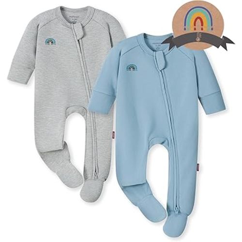 Momcozy Boy Girl Baby Pajamas, 0-24 M Temp-Sensing 2-Way Zipper Cotton & Viscose Derived from Bamboo Newborn Sleepers