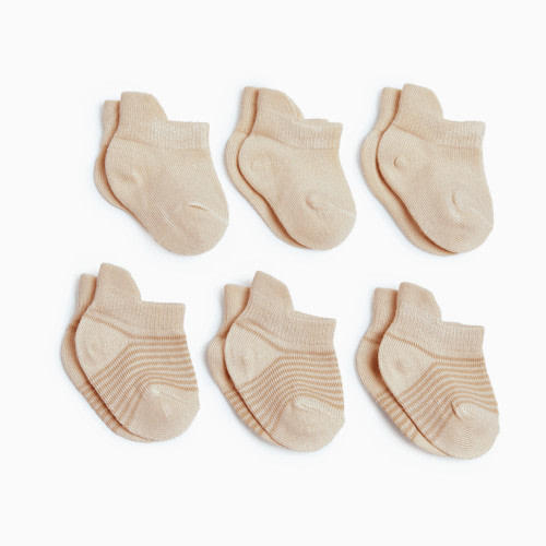 Tiny Kind Bamboo 6-Pack Socks - Ecru, 0-3 M