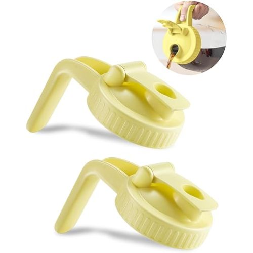 2 Pack Wide Mouth Mason Jar Lids V-Shaped with Handle, Mason Jar Pour Spout Lid with Extended Flip Lid Easy to Open, Airtight Leak Proof and Durable