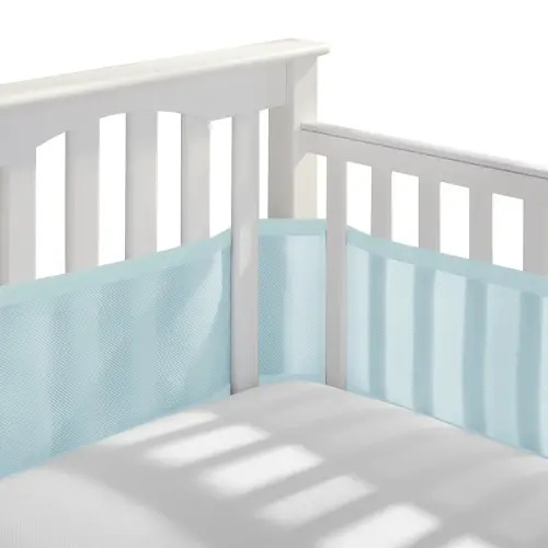BreathableBaby Breathable Mesh Liner for Full-Size Cribs, Classic 3mm Mesh, Blue Green Aqua (Size 4FS Covers 3 or 4 Sides)