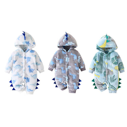 Dinosaur plush hoody jumpsuit