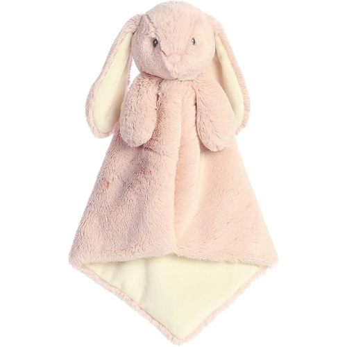 Aurora® Playful Dewey™ Bunny Luvster Baby Stuffed Animal - Soft & Cuddly Toy - Security and Sleep Aid - Rose 16 Inches