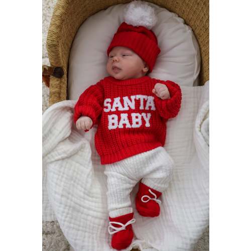 CHUNKY KNIT JUMPER | RED - SANTA BABY BOUCLE