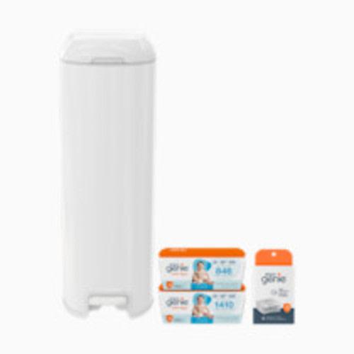 Diaper Genie Platinum Stainless Steel Diaper Pail Gift Set - White