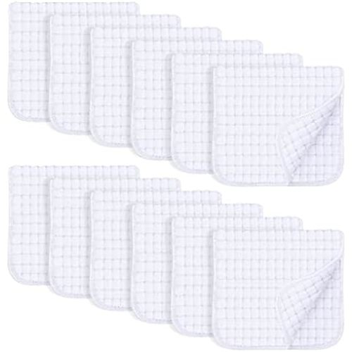 AIDEA Burp Cloths-20 x10, 100% Cotton Washcloths for Babies, Highly Absorbent Muslin Burp Cloths, Large Soft Breathable Baby Rags for Newborn Essentials, Baby Gifts, White-10 Pack