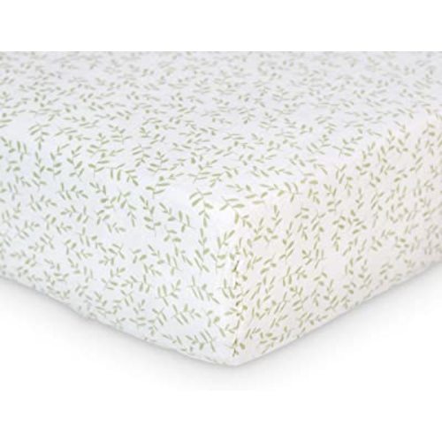 Lulujo Muslin Crib Sheets - Fitted Crib Mattress Sheets for Boys and Girls - 28"x 52", 1 Pack (Greenery)