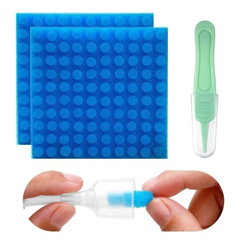 200-Pack of Premium Nasal Aspirator Hygiene Sponges, Replacement for Nosefrida Nasal Aspirator Filters, BPA, Phthalate & Latex-Free (200 Count +Tweezer)