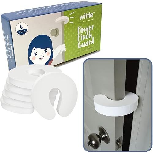 Wittle Door Pinch Guard - 6pk. Baby Proof Door Stopper with Soft & Durable Foam - Keeps Doors from Slamming, Prevents Finger Pinch Injuries, and Child or Pet from Getting Locked in Room