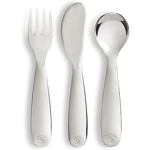 Munchkin® Polish™ Stainless Steel Toddler Fork, Knife and Spoon Utensil Set, 3 Piece