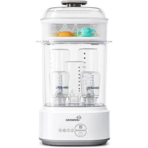 GROWNSY Bottle Sterilizer and Dryer, Compact Electric Steam Baby Bottle Sterilizer (Esterilizador de Biberones), Bottle Sanitizer for Baby Bottles, Pacifiers, Pump Parts