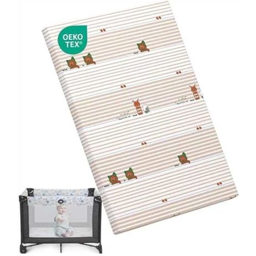 Pack and Play Mattress 38" x 26", Portable Playard Mattress Soft Firm Breathable Comfort Premium Foam Baby Mattresses for Pack N Play Playpen (Attitude Bear)