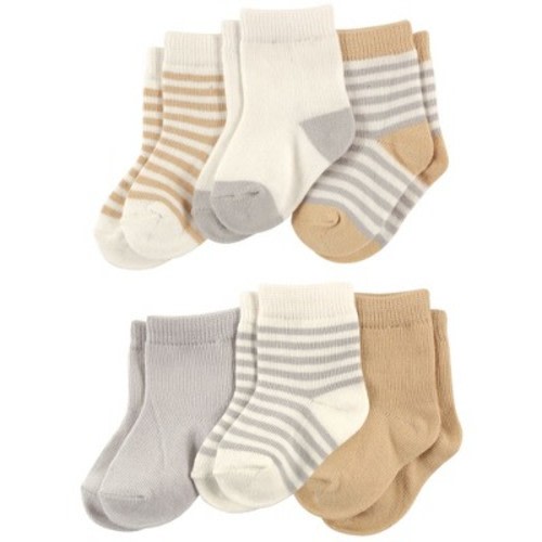 Touched by Nature Baby Unisex Organic Cotton Socks, Neutral Stripes, Size: 6-12 months