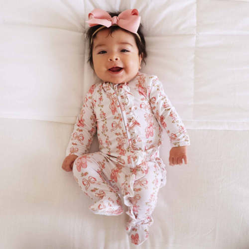 Ballet Blossoms Ruffle Zipper Footie