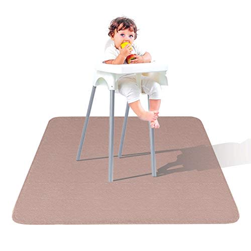 Brown Leather Splat Mat - Waterproof Baby High Chair Floor Mat | High Chair Mat | Splat Mat for Under High Chair | Baby Food Mat | Splash and Spill Mat | Under Highchair Mat (Brown, Square)