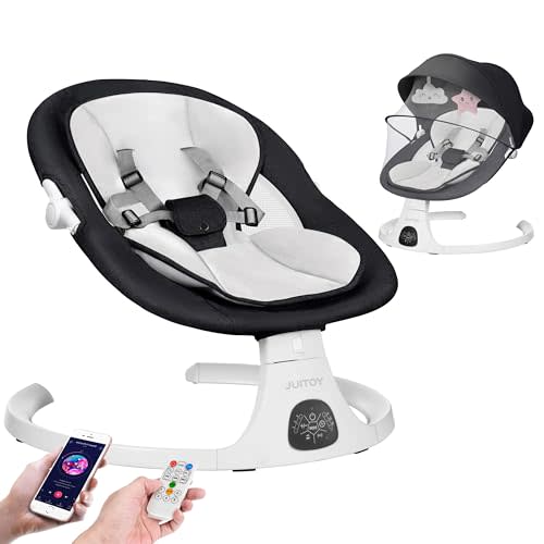 Electric Baby Swings for Infants to Toddler Baby Swing with 5-Speed 3-Seat Positions 5-Point Carabiner,with Bluetooth Music 10-Preset Melodies