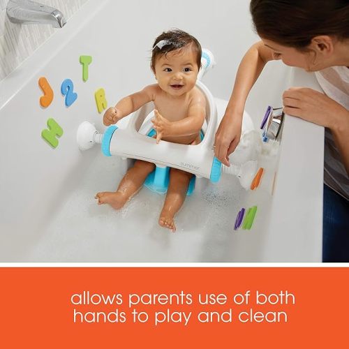 Contoured Bath Seat for Children with Drain Holes, Suction Cups, and Open-Side - By Summer Infant - Aqua Soft Support