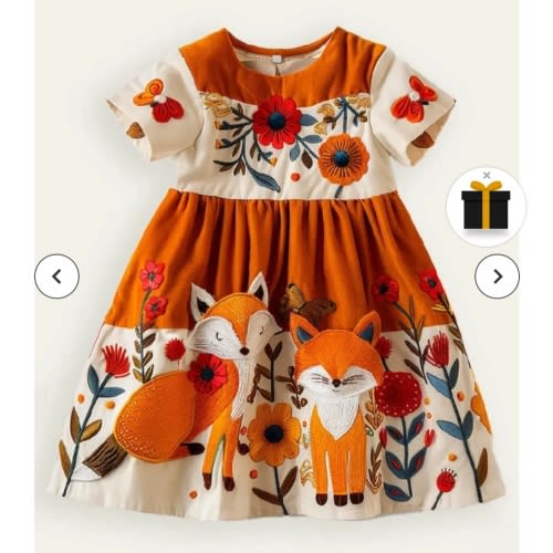 Multi Fox Appliqué Dress