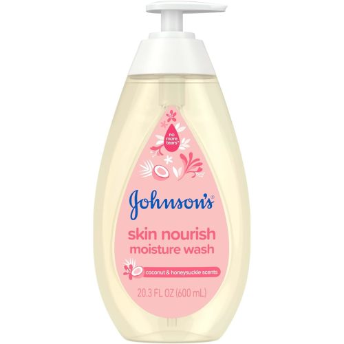Johnson's Baby Skin Nourish Baby Moisture Wash + Coconut & Honeysuckle Scents Cleanses & Leaves Skin Moisturized, Hypoallergenic Body Wash, Baby Bath Essential, Sulfate-Free, 20.3 fl. oz