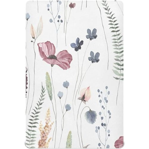 Kigai Floral Wildflowers Fitted Crib Sheet for Baby Boys Girls, Extra Soft Breathable Nursery Bedding Sheet for Standard Crib and Toddler Mattresses, 28 x 52 in
