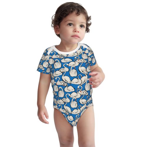 Haiem Swan Birds Printed Unisex-Baby Short Sleeve Onesies Bodysuits,Unisex Babies' Snap-Up Rompers-3 Months