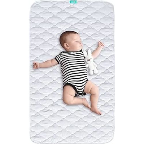 Waterproof Crib Mattress Protector Pad Cover 2 Pack 28" x 52", Anti Slip & Absorbent Waterproof Bed Pads for Standard Crib/Toddler Bed Quilted Machine Washable (Quilted Improved Thickness) White