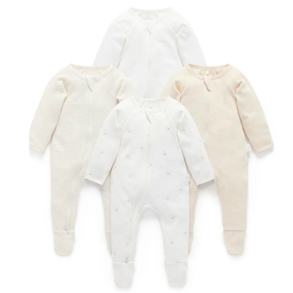 Vanilla Bear 4 Pack Zip Growsuit