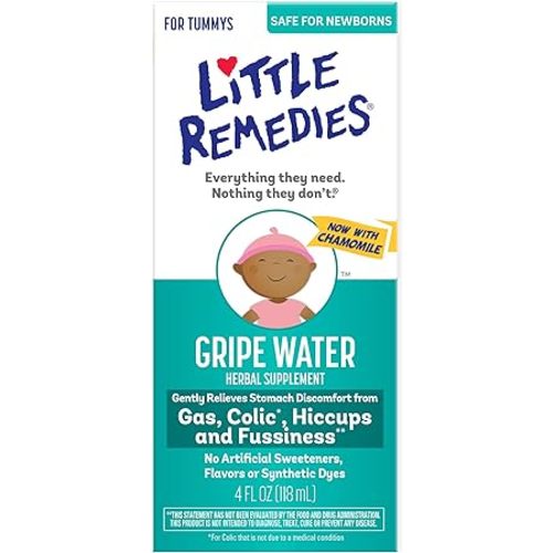 Little Remedies Gripe Water-No Alcohol, Sodium Bicarbonate, Artificial Color & Gluten Free-Safe for Newborns, 4 Fl. Oz (Pack of 1)