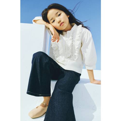 RUFFLED COTTON POPLIN BLOUSE